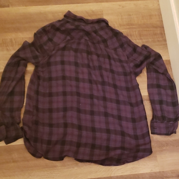 Paige Mya Purple Plaid Flannel Shirt Grunge Goddess Street Style - Picture 6 of 6